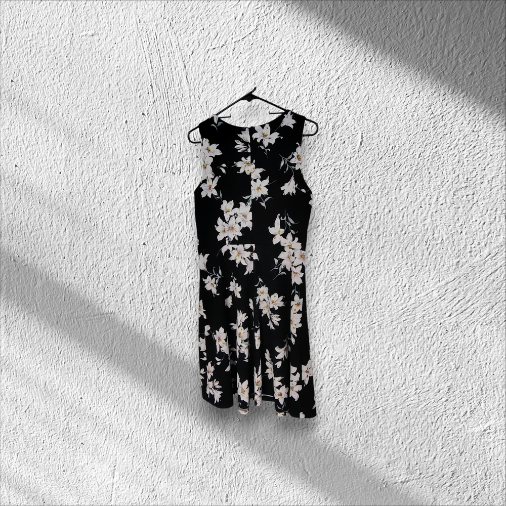 Chic Black Floral Midi Dress WHIMSIGOTH, MODE, 90'S CELESTIAL MOON DARK Y2 STYLE